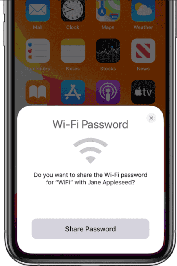 iPhone WiFi パスワード 確認